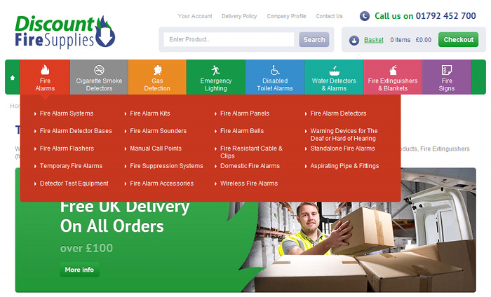 Discount Fire Supplies drop-down menu Discount Fire Supplies drop-down menu