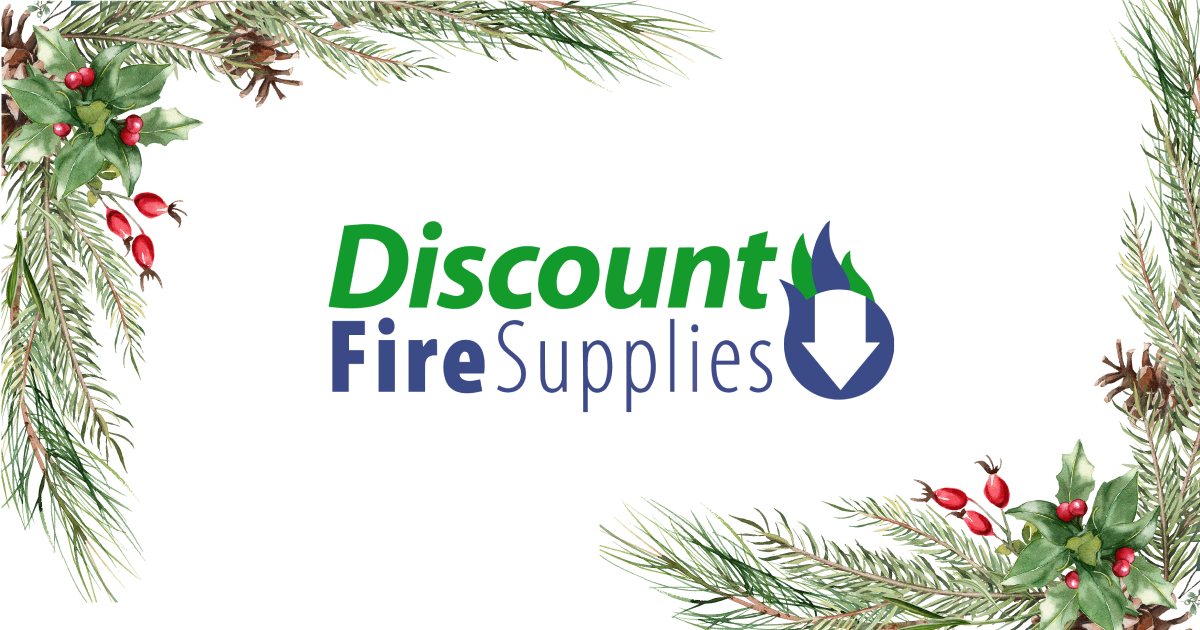 Discount Fire Supplies logo with Christmas wreath