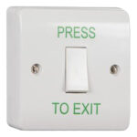 CQR White Plastic "PRESS TO EXIT" Exit Button