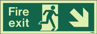 Photoluminescent Fire Escape Route Arrow Down / Right