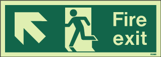 Photoluminescent Fire Escape Route Arrow Up/Left